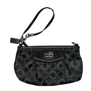 Coach Black and Silver Patterned Wristlet